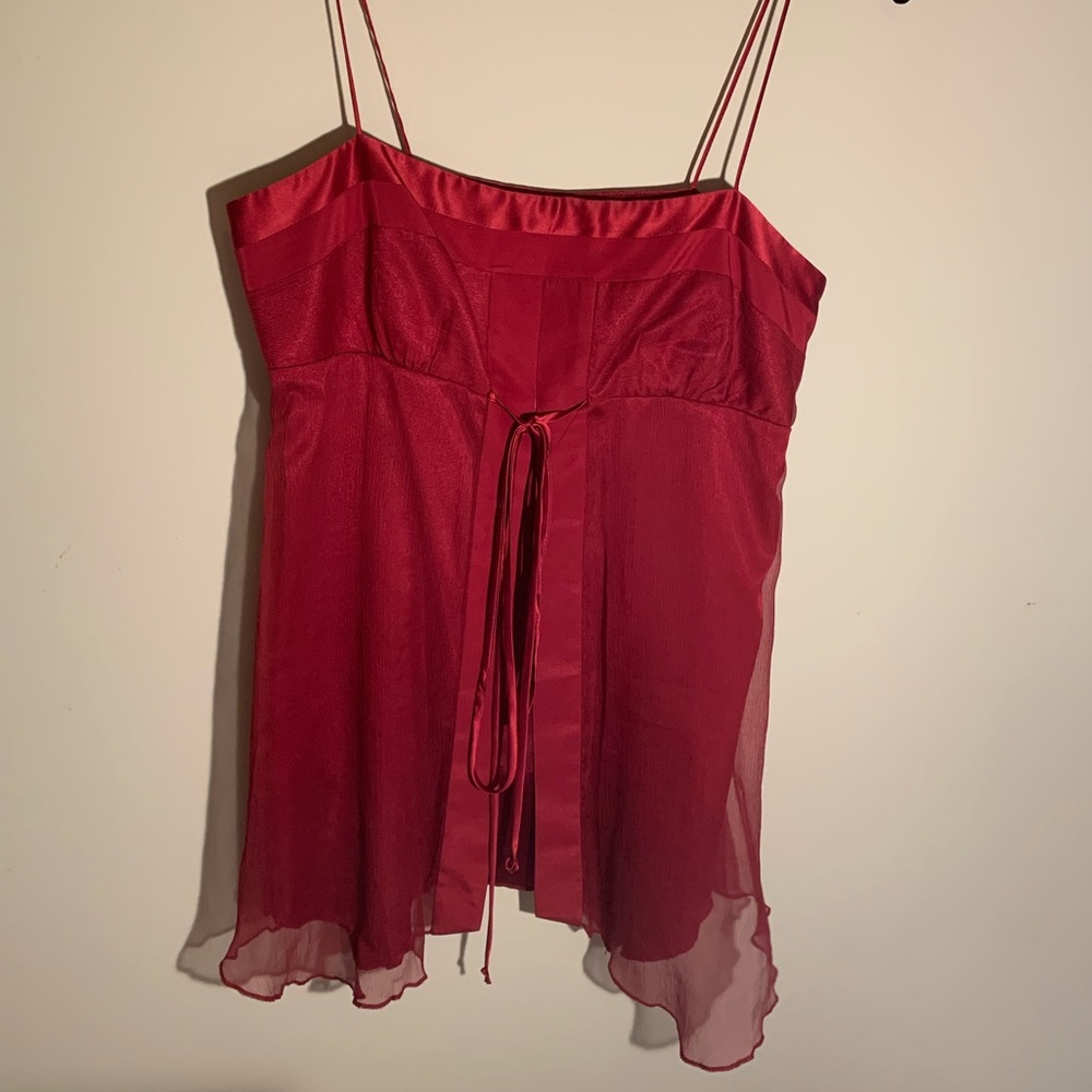 NWOT Red y2k Chiffon and Silk top